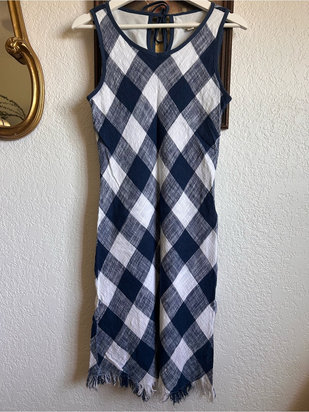 Linen Sundress in Navy and White